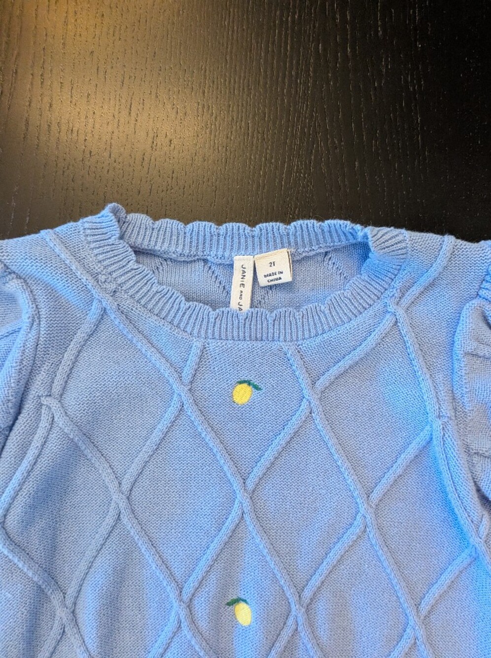 Janie and Jack Light Blue Knit Puff Sleeve Sweater Top - Picture 3 of 7